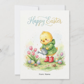 Cartão De Festividades Feliz Páscoa Franguinho da Primavera