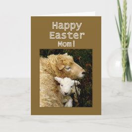 Cartão De Festividades Feliz Páscoa, Mãe -- Ovelha e Cordeiro