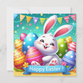 Cartão De Festividades Feliz Páscoa - Ovos de Coelho em Cores Pastel