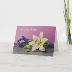 Cartão De Festividades Feliz Páscoa Para Qualquer Pintura de Flores de Lí