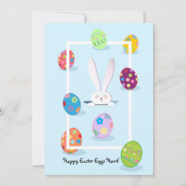 Cartão De Festividades Feliz Páscoa Primavera Coelho Fofo Caça aos Ovos d