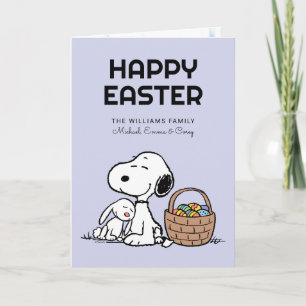 Cartão De Festividades Feliz Páscoa   Snoopy & o Coelho da Páscoa