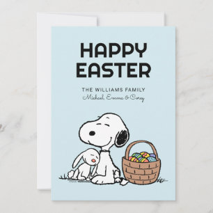 Cartão De Festividades Feliz Páscoa   Snoopy & o Coelho da Páscoa