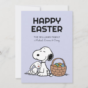 Cartão De Festividades Feliz Páscoa   Snoopy & o Coelho da Páscoa