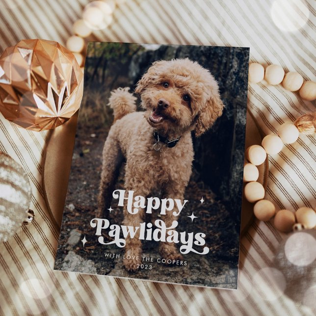 Cartão De Festividades Feliz Pawlidays Cachorro Foto Engraçada Natal (Criador carregado)