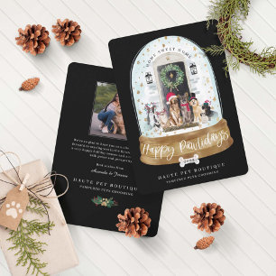 Cartão De Festividades Feliz Pawlidays Cães Pet Care Portas Negras