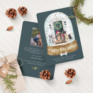 Cartão De Festividades Feliz Pawlidays Cães Pet Care Portas Verdes