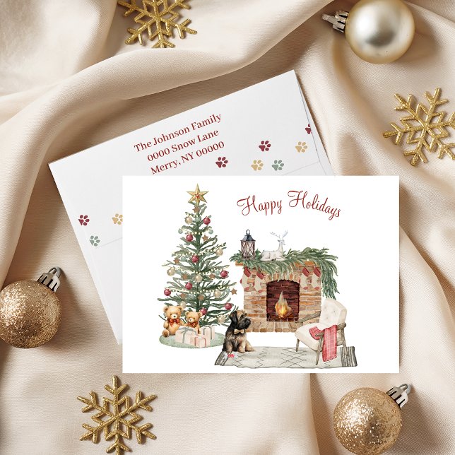 Cartão De Festividades Feliz Pawlidays Design de Cachorro - Briard (Criador carregado)