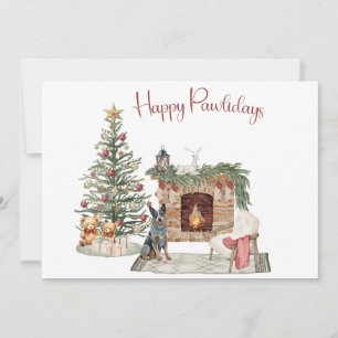 Cartão De Festividades Feliz Pawlidays Design de Cachorro - Cão Bovino Au