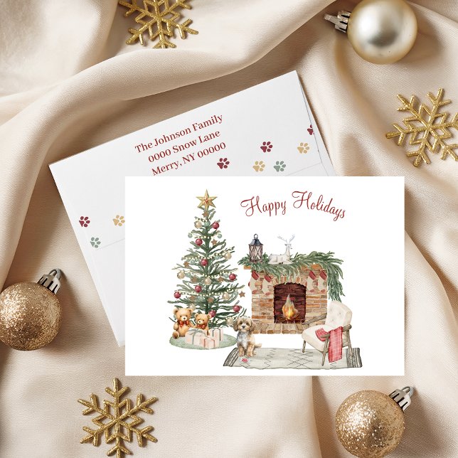 Cartão De Festividades Feliz Pawlidays Design de Cachorro - Cavapoo (Criador carregado)