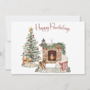 Cartão De Festividades Feliz Pawlidays Design de Cachorro - Cocker Spanie