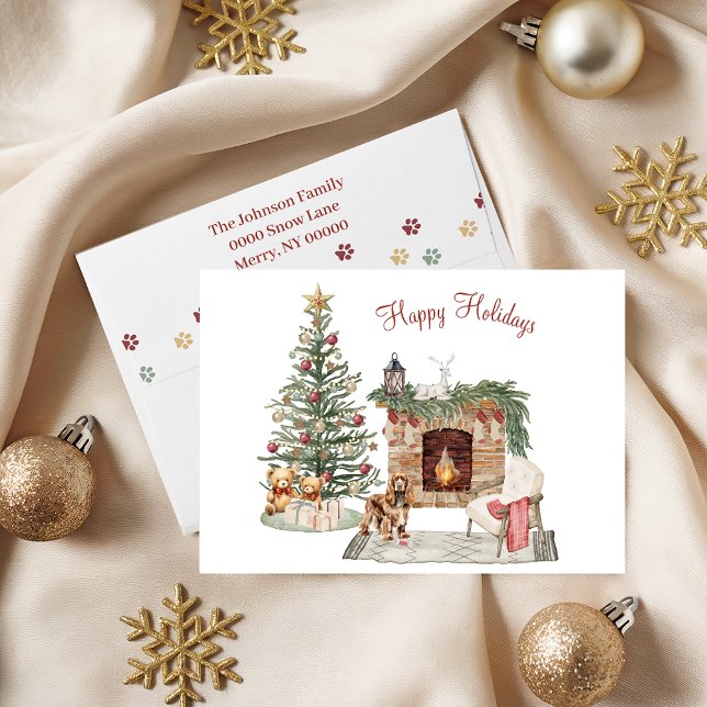 Cartão De Festividades Feliz Pawlidays Design de Cachorro - Cocker Spanie (Criador carregado)