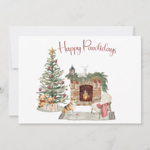 Cartão De Festividades Feliz Pawlidays Design de Cachorro - Corgi