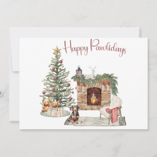 Cartão De Festividades Feliz Pawlidays Design de Cachorro - Dachshund