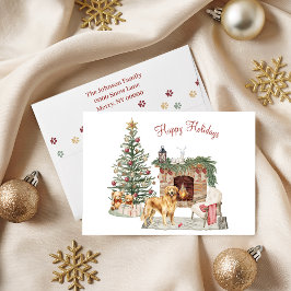 Cartão De Festividades Feliz Pawlidays Design de Cachorro - Golden Retrie