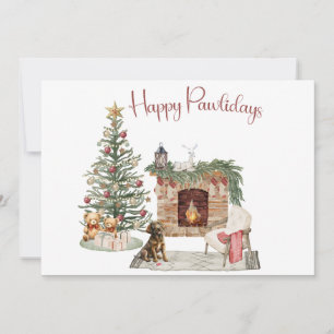Cartão De Festividades Feliz Pawlidays Design de Cachorro - Labrador Choc