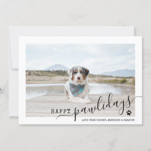 Cartão De Festividades Feliz Pawlidays Foto de Cachorro Natal Moderno Bra