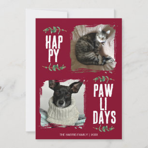 Cartão De Festividades Feliz Pawlidays Foto de Pet com Verdura
