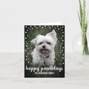 Cartão De Festividades Feliz Pawlidays Foto Moderno Natal Elegante Cachor