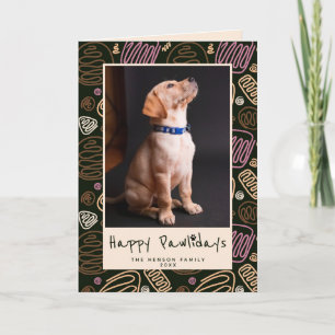 Cartão De Festividades Feliz Pawlidays Rosa Preto Uma Linha Foto de Cacho
