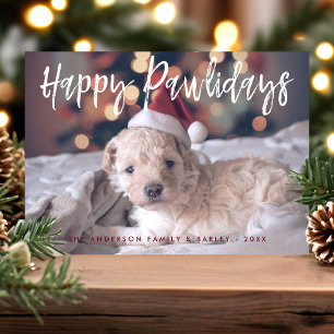 Cartão De Festividades Feliz Pawlidays Script Cute Engraçado Foto Pet Cac