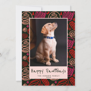Cartão De Festividades Feliz Pawlidays Vermelho Preto Uma linha Foto de C