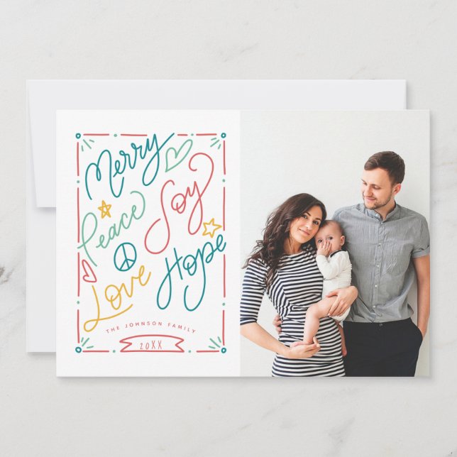 Cartão De Festividades Feliz Paz Joy Amor Esperança Esperança Desenho Fer (Frente)