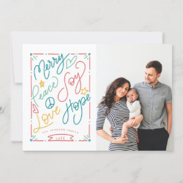 Cartão De Festividades Feliz Paz Joy Amor Esperança Esperança Desenho Fer