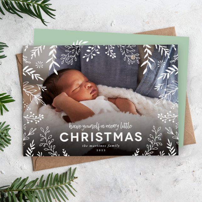 Cartão De Festividades Feliz Pequena Foto da Sobreposição Botânica de Nat (Criador carregado)