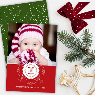 Cartão De Festividades Feliz Pequena Foto do Foco do Feliz ano novo de Na