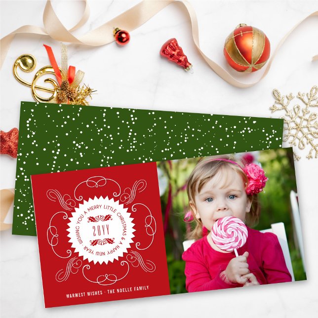 Cartão De Festividades Feliz Pequena Foto do Foco do Feliz ano novo de Na (Criador carregado)