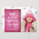 Cartão De Festividades Feliz Pequeno Grunge Rosa Escuro de Natal (Frente/Verso)
