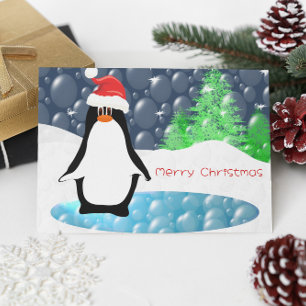 Cartão De Festividades Feliz Pinguim de Natal -