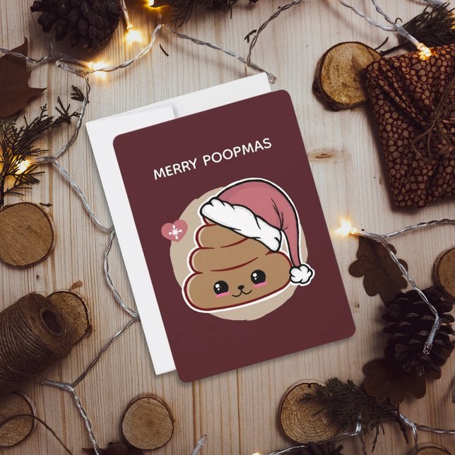 Cartão De Festividades Feliz Poopmas Kawaii Natal (Criador carregado)