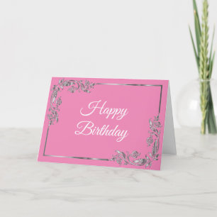 Cartão De Festividades Feliz Presente De Aniversário Que Te Deseja Rosa E
