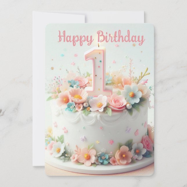 Cartão De Festividades Feliz Primeiro Aniversário (Frente)