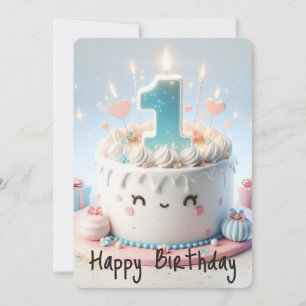 Cartão De Festividades Feliz Primeiro Aniversário