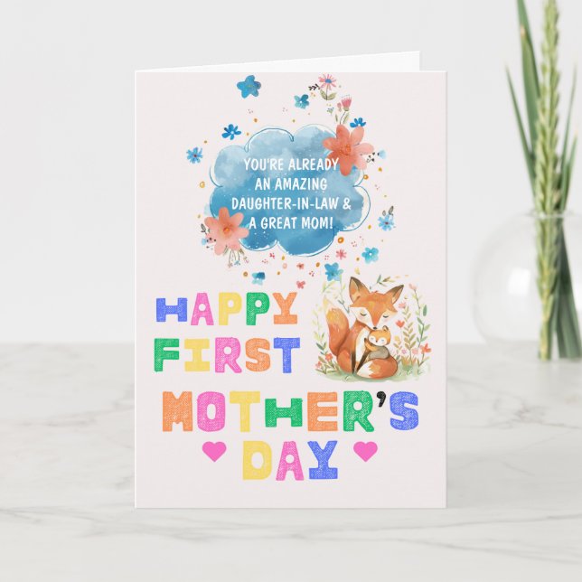 Cartão De Festividades Feliz Primeiro Dia das Mães Para Nora Boho  (Frente)