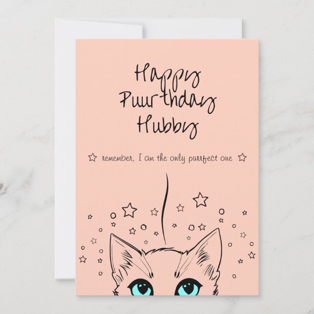Cartão De Festividades Feliz Purr-thday (Aniversário) Saudações para Ele (Frente)