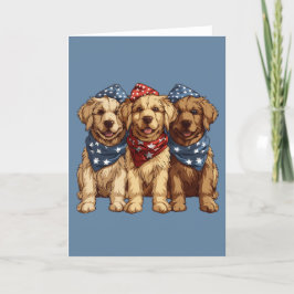 Cartão De Festividades Feliz Quarto De Julho Cachorros De Retriever Ouros