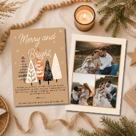 Cartão De Festividades Feliz & Radiante Simples Bronze Multi Foto Natal