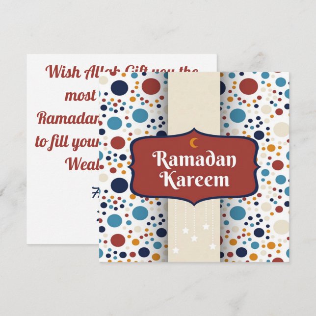Cartão De Festividades Feliz Ramadan Kareem Crescent (Frente/Verso)