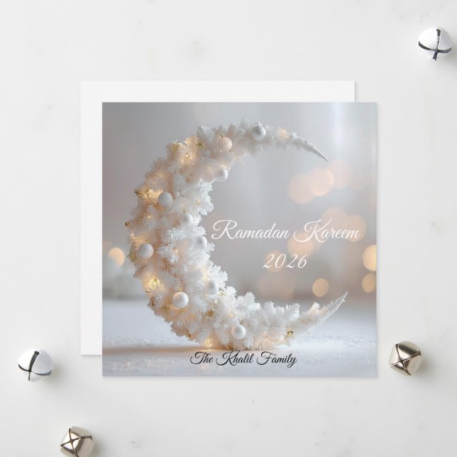 Cartão De Festividades Feliz Ramadan Mubarak Ramadan Kareem Branco Muçulm (Frente/Verso In Situ)
