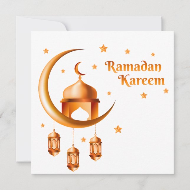 Cartão De Festividades Feliz Ramzan Mubarak Crescent, personalizável, Dou (Frente)