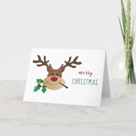 Cartão De Festividades Feliz Reindeer De Natal Com Mistletoe