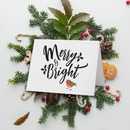 Cartão De Festividades Feliz Retroativa E Vermelho Brilhante Robin Minima