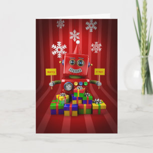 Cartão De Festividades Feliz Robô de Natal