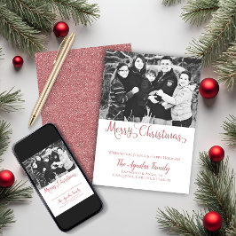 Cartão De Festividades Feliz Rosa de Natal, Dourada Foto Cinza Cintilante