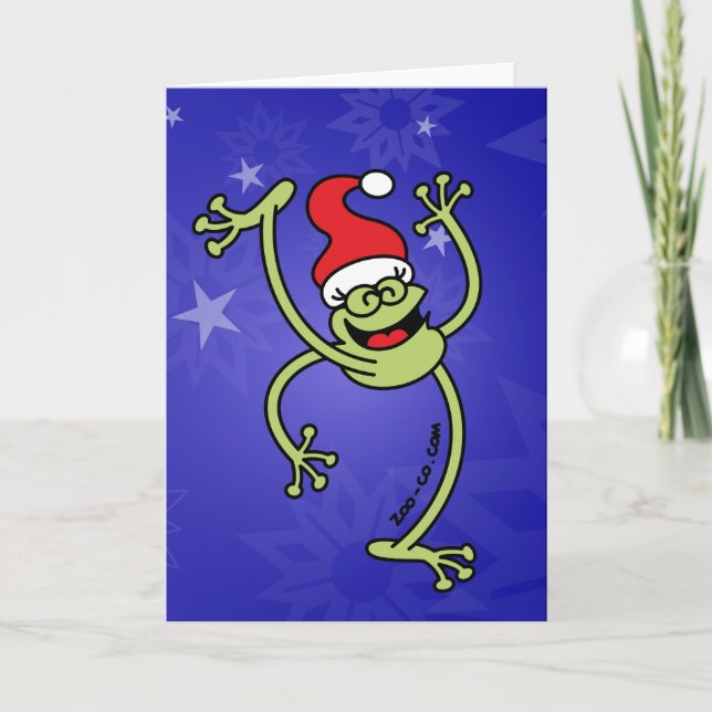 Cartão De Festividades Feliz Sapo de Natal (Frente)