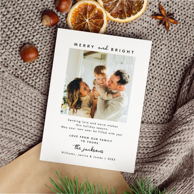 Cartão De Festividades Feliz simples e Natal da família brilhante (Criador carregado)